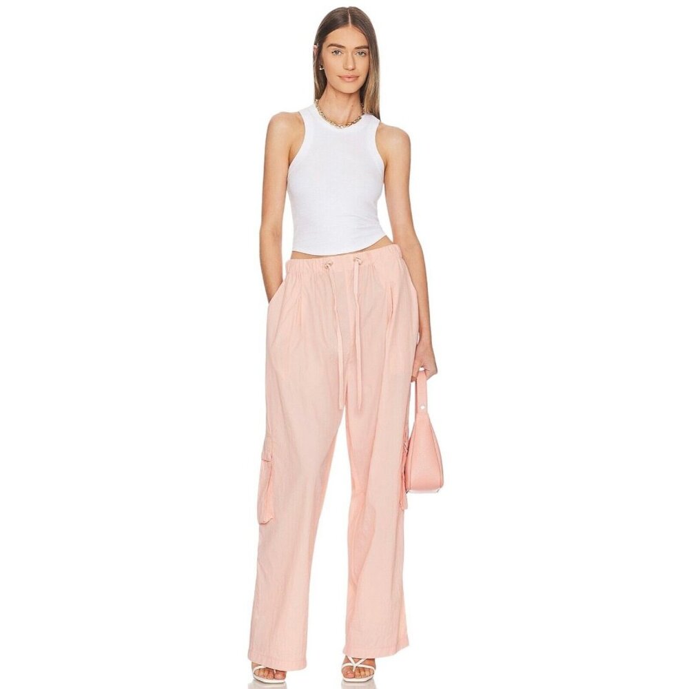 Blank NYC Womens Size XS Primrose Pink‎ Nylon High Rise Pull On Cargo Pant
